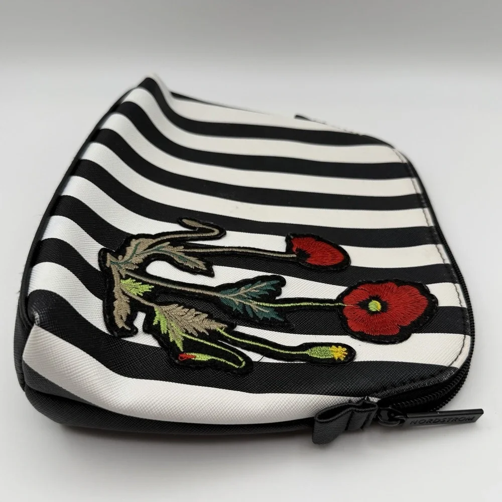 Travel Makeup Bag‎ Zip Cosmetic Pouch Striped Embroidered Floral Nordstrom